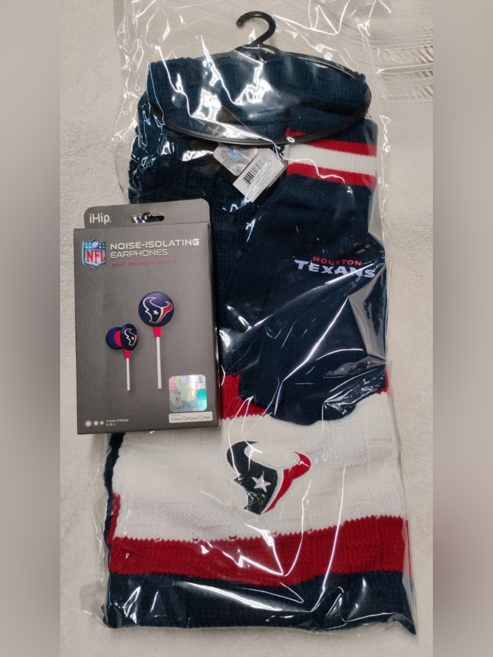Houston Texans Gloves, Scarf, Earbuds Set NFL LICENSED NEW